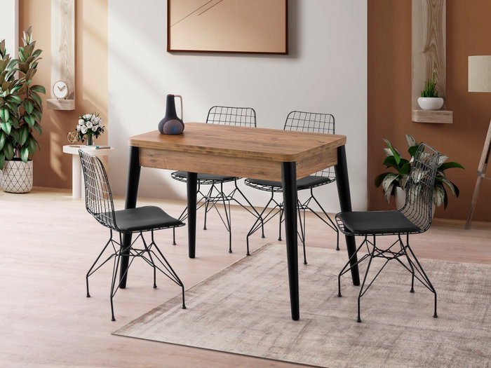 Hanah Home Dolunay - 1284 Mesa de Comedor Extensible Pino Atlántico